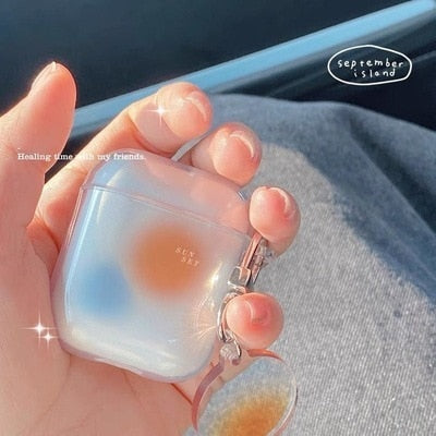 eybag Cute Fresh Flower Earphone Case For AirPods 1 2 Pro Case Transparent TPU Air pods 3 Bluetooth Earphone Charging Box With Keyring