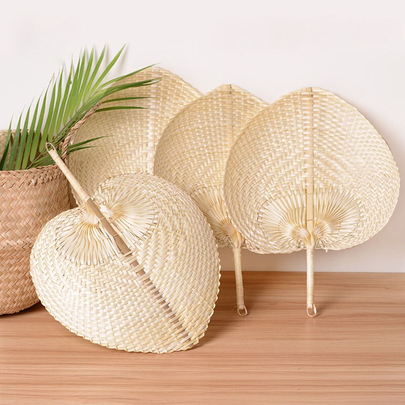 Party decoration Summer Cooling Fan Handmade Straw Fan Bamboo Palm Leaf Hand-woven Hand Fan Woven Cooling Fan Bamboo Woven Fan Home Decoratio