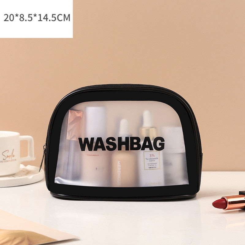 eybag Transparent PVC Women Cosmetic Bag Waterproof Travel Toiletries Storage Organize PU Make Up Bag Female Wash Bag Handbag