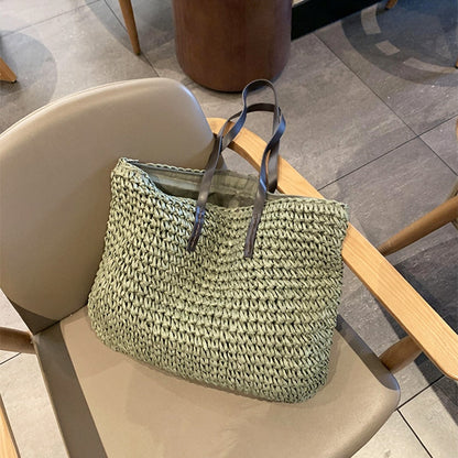 eybag casual rattan large capacity tote for women wicker woven wooden handbags summer beach straw bag lady big purses travel sac