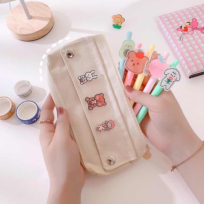 eybag Pencil Case Korean School Supplies Kawaii Pencil Bags Random Broochs Pen Case Trousse Scolaire For Girls School Pencil Cases