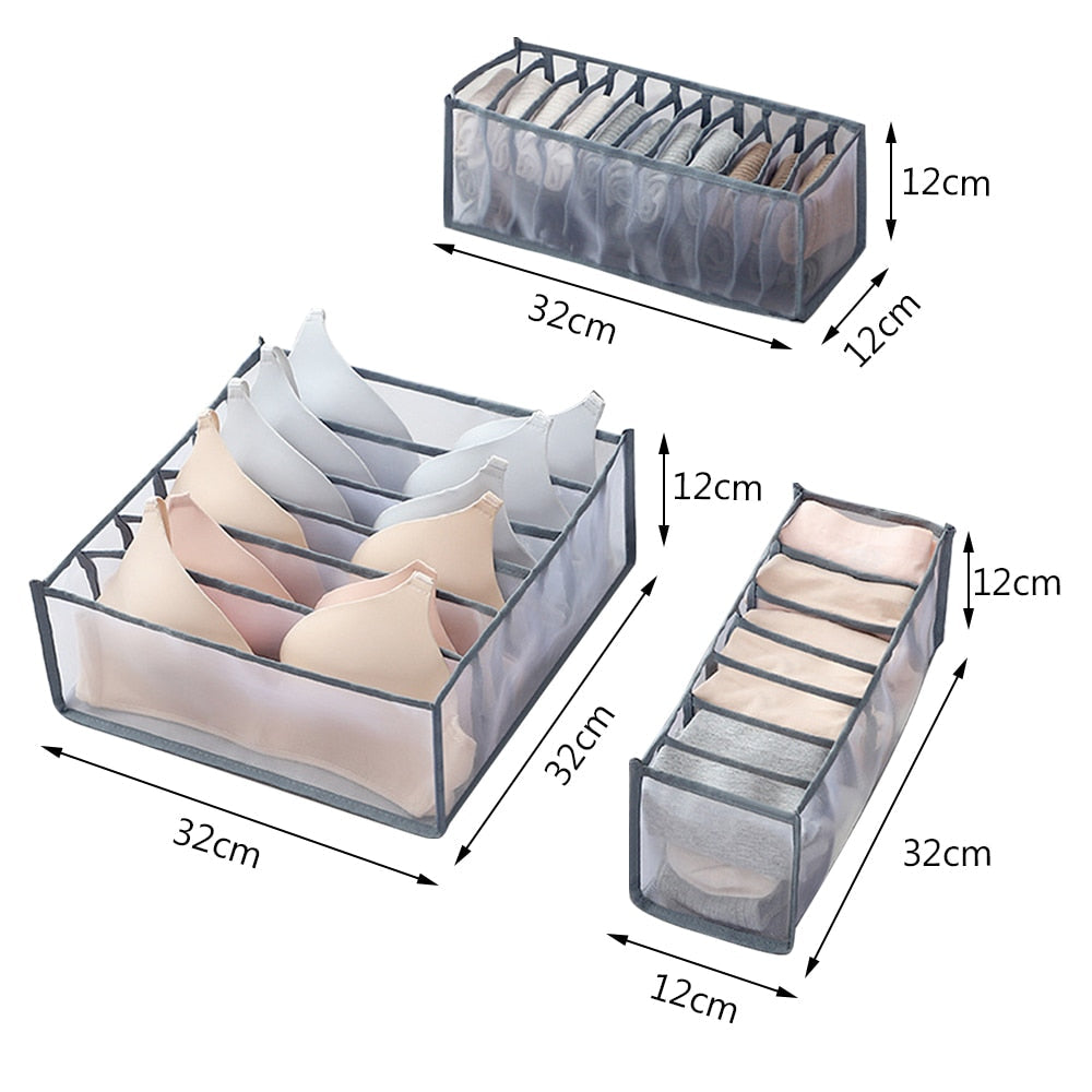 eybag Dormitory closet organizer for socks home separated underwear storage box 7 grids jeans bra organizer foldable drawer organizer