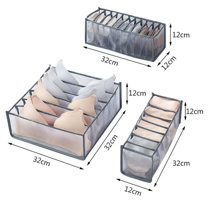 eybag Dormitory closet organizer for socks home separated underwear storage box 7 grids jeans bra organizer foldable drawer organizer