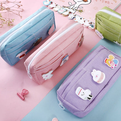 eybag Purple Canvas Pencil Case Cute Animal Badge Pink Pencilcases Large School Pencil Bags for Maiden Girl Stationery Supplies