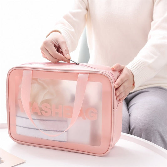 eybag Transparent PVC Women Cosmetic Bag Waterproof Travel Toiletries Storage Organize PU Make Up Bag Female Wash Bag Handbag