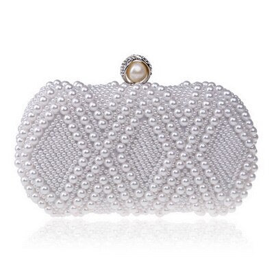 eybag  Beaded Wedding Bridal Evening Bags Hollow Fashion Women Clutch Pearl Diamonds Handbags Shell Design for Party Diner Purse