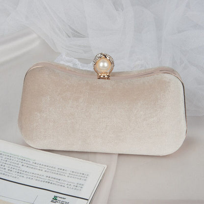 eybag Women's Evening Clutch Bag Retro Velvet Apricot Party Purse and Handbag Elegant Banquet Wallet Wedding Chain Shoulder Bag