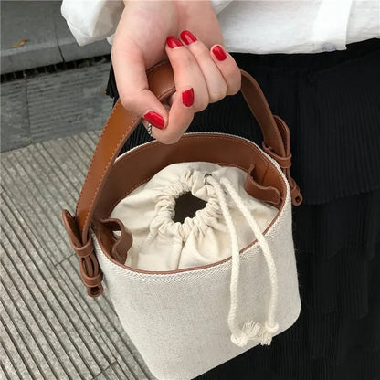 eybag Canvas Bucket Bag for Women's Crossbody Bags Beach Handbag small Korean style female Shoulder Messenger Bag 2024 new Totes