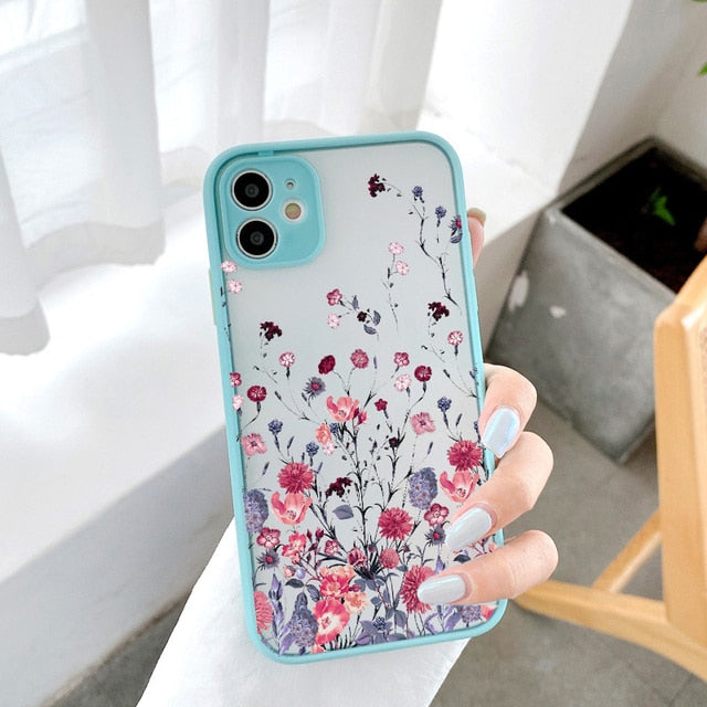 eybag Vintage Leaves Flower Phone Case For iPhone 12 11 13 Pro Max 14 Pro X XR XS Max 8 7 Plus SE Camera Protection Hard PC Coque