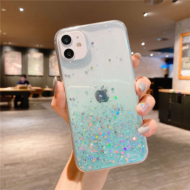 eybag Luxury Gradient Sequins Clear Glitter Phone Case For iPhone 13 14 12 11 Pro Max X XR XS Max 7 8 14 Plus SE20 Soft TPU Back Cover