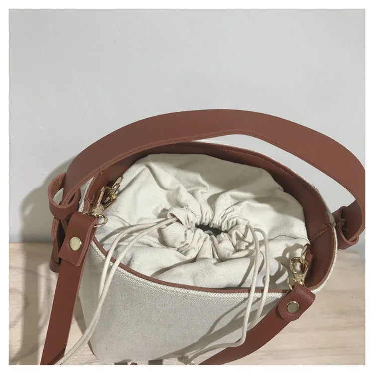 eybag Canvas Bucket Bag for Women's Crossbody Bags Beach Handbag small Korean style female Shoulder Messenger Bag 2024 new Totes