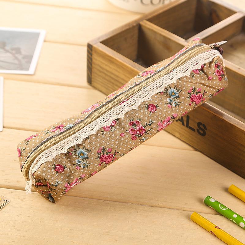 eybag Mini Retro Flower Floral Lace Pencil Case, Pencil Bag School Supplies Cosmetic Makeup Bag Zipper Pouch Purse, Estojo Escolar