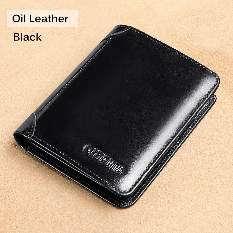 eybag Genuine Leather Rfid Protection Wallets for Men Vintage Thin Short Multi Function ID Credit Card Holder Money Bag