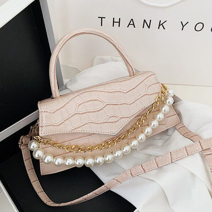 eybag Small Retro Crossbody Bag For Women 2021 PU Leather Party Purse and Handbag Female Totes Bag with Pearl Chain ZD2103