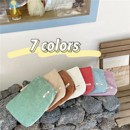 Lkblock Corduroy Women Cosmetic Bag Cotton Cloth Makeup Pouch Hand Travel Bag Lipstick Organizer Cases Fashion Zipper Clutch Phone Purse