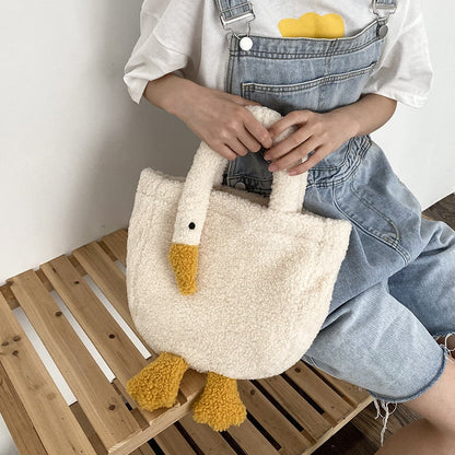 eybag Winter Women Small Plush Tote Simple Warm Cloth Wrist Bags Cute Soft Handbag High Quality Eco Makeup Bag Purses For Girls