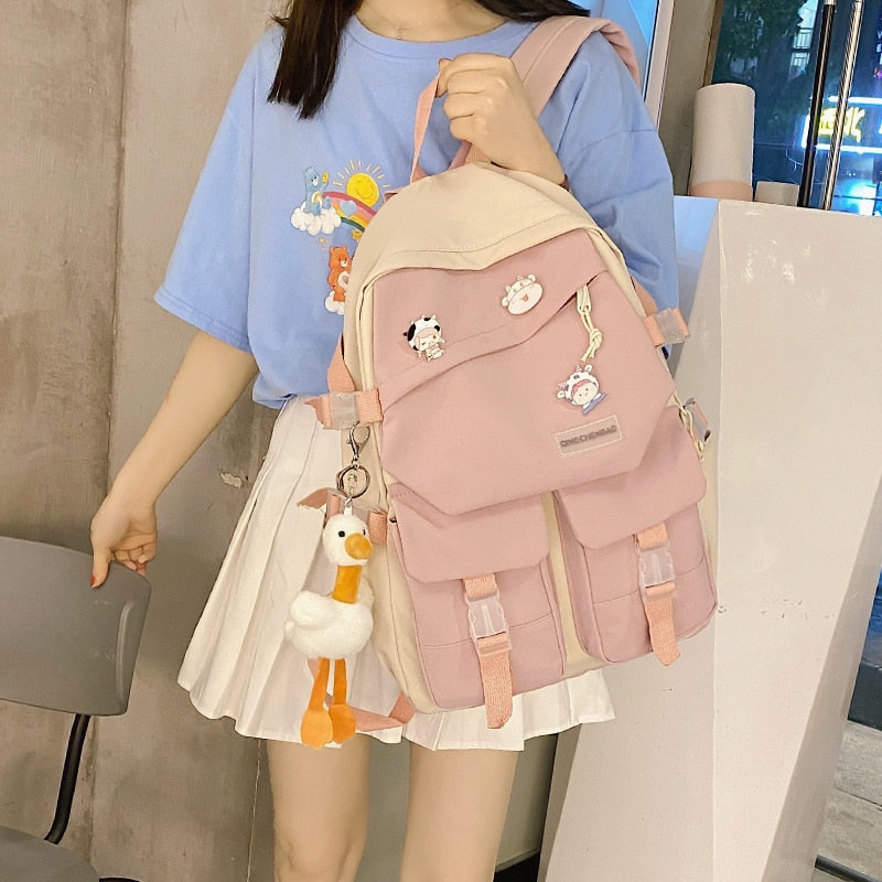 eybag Korean Japanese College Style Modern Girl Backpack Fashion Large Capacity Teenagers Book Bag Waterproof Travelling Bag Schoolbag