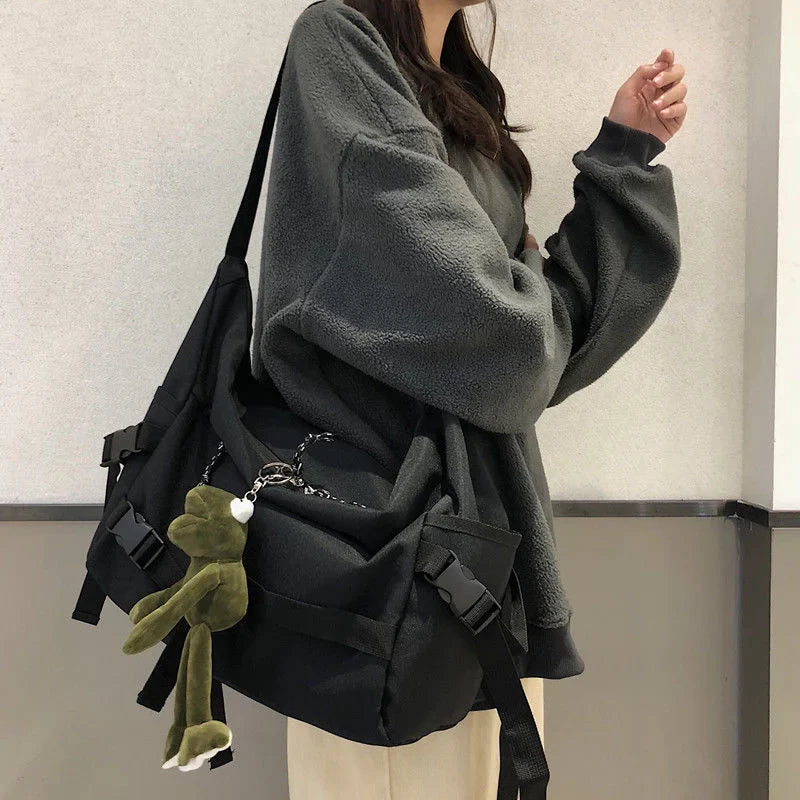 eybag Harajuku Techwear Canvas Sling Bag Gothic Crossbody Bags For Women Handbag Purses And Handbags Bolsas Feminina Shoulder Bag Frog