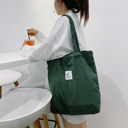 eybag Corduroy Bag Handbags for Women Shoulder Bags Female Soft Environmental Storage Reusable Girls Small and Large Shopper Totes Bag