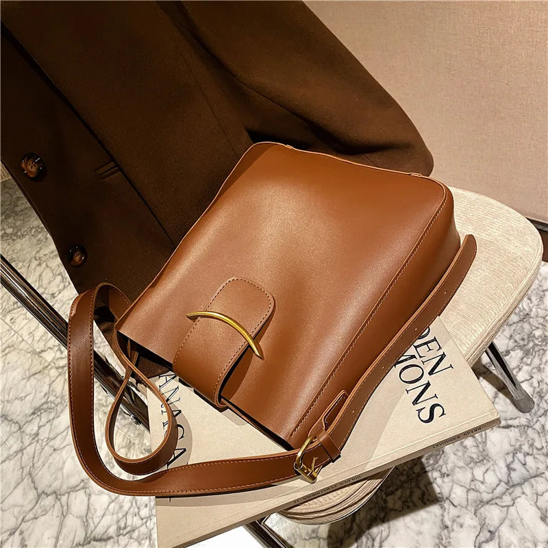 eybag Vintage Simple PU Leather Bucket Crossbody Bags for Women 2023 Luxury Designer Lady Shoulder bags Ladies Handbags 2 Pcs/set