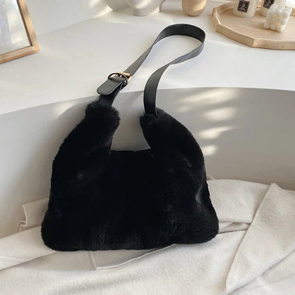 eybag Fluffy Bag For Women Big Shopper Shoulder Cute Crossbody Shopping Faux Fur Fashion Designer Luxury Sling Saddle Korean Bags