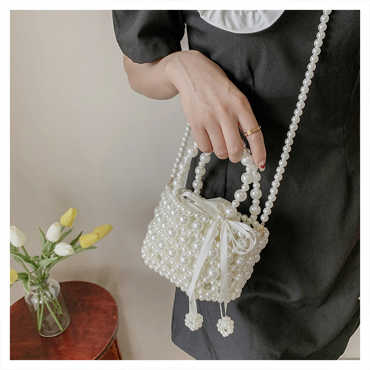 eybag Luxury Pearl Woven Handbag Chain Shoulder Bags for Women 2021 Summer Travel Hollow Brand Designer Female Crossbody Bag