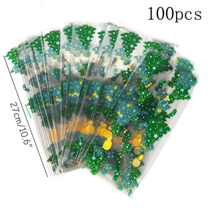 eybag 50/100pcs Plastic Bag DIY Candy Cone Birthday Party Decorations Kid Transprant Cookie Gift Bag Cellophane Packing Bags Christmas