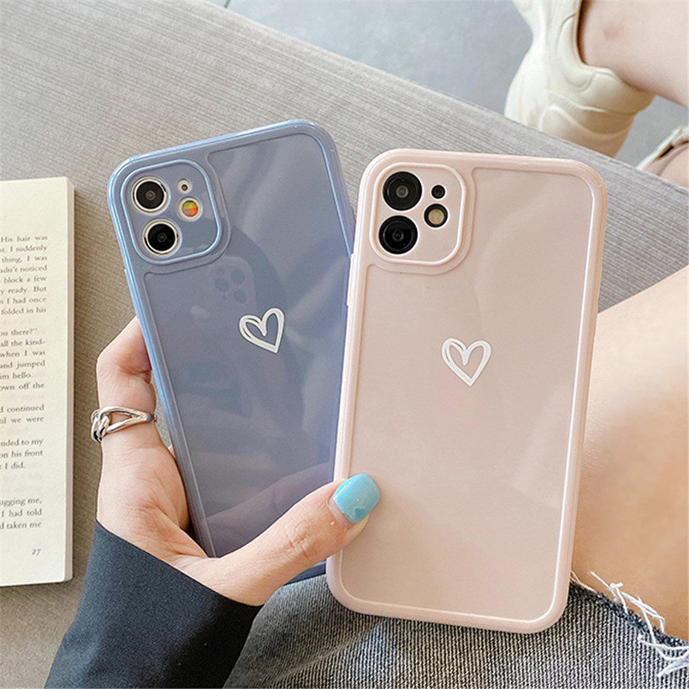 eybag Heart Camera Protection Phone Case For iPhone 11 12 13 Pro SE 2020 7 8 Plus X XR XS Max Candy Color Glossy Soft TPU Cover