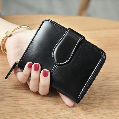 eybag Billfold Oil Wax Genuine Leather Wallets Women Short Mini Clutch Purse Soild Coin Pocket Credit Card Holder Cowhide Bag