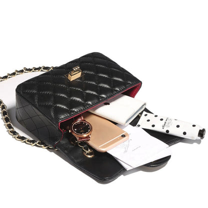 New Arrivals Genuine Sheepskin Phone Bag Fashion Chain Purse Diamond Lattice Pattern Shoulder Bag Women Designer Crossbody Bag