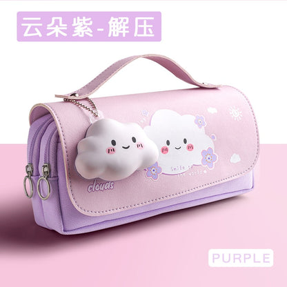 eybag Sakura Pencil Bag PU Leather Pen Case Kawaii Stationery Ruler Pouch for School Girl Sweet Eraser Holder Gift Box Flowers Storage