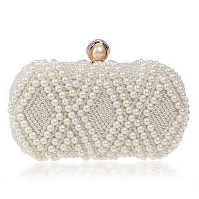 eybag  Beaded Wedding Bridal Evening Bags Hollow Fashion Women Clutch Pearl Diamonds Handbags Shell Design for Party Diner Purse