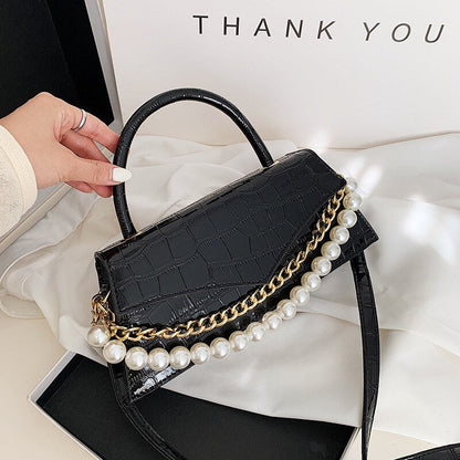 eybag Small Retro Crossbody Bag For Women 2021 PU Leather Party Purse and Handbag Female Totes Bag with Pearl Chain ZD2103