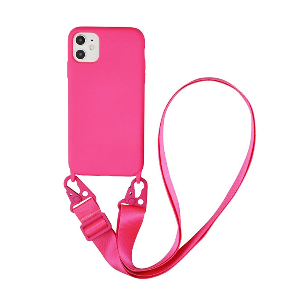 eybag Silicone Lanyard Phone Case For iPhone 12 13 11 Pro Max 7 8 Plus X XR XS Max Ultra Cover With Neck Strap Crossbody Necklace Cord