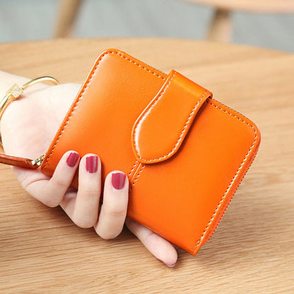 eybag Billfold Oil Wax Genuine Leather Wallets Women Short Mini Clutch Purse Soild Coin Pocket Credit Card Holder Cowhide Bag