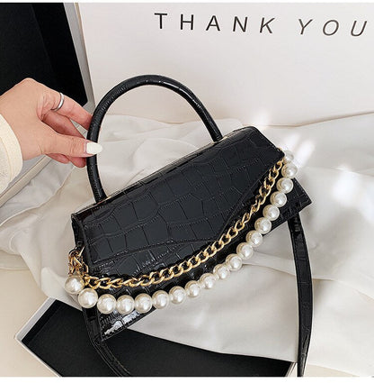 eybag Small Retro Crossbody Bag For Women 2021 PU Leather Party Purse and Handbag Female Totes Bag with Pearl Chain ZD2103