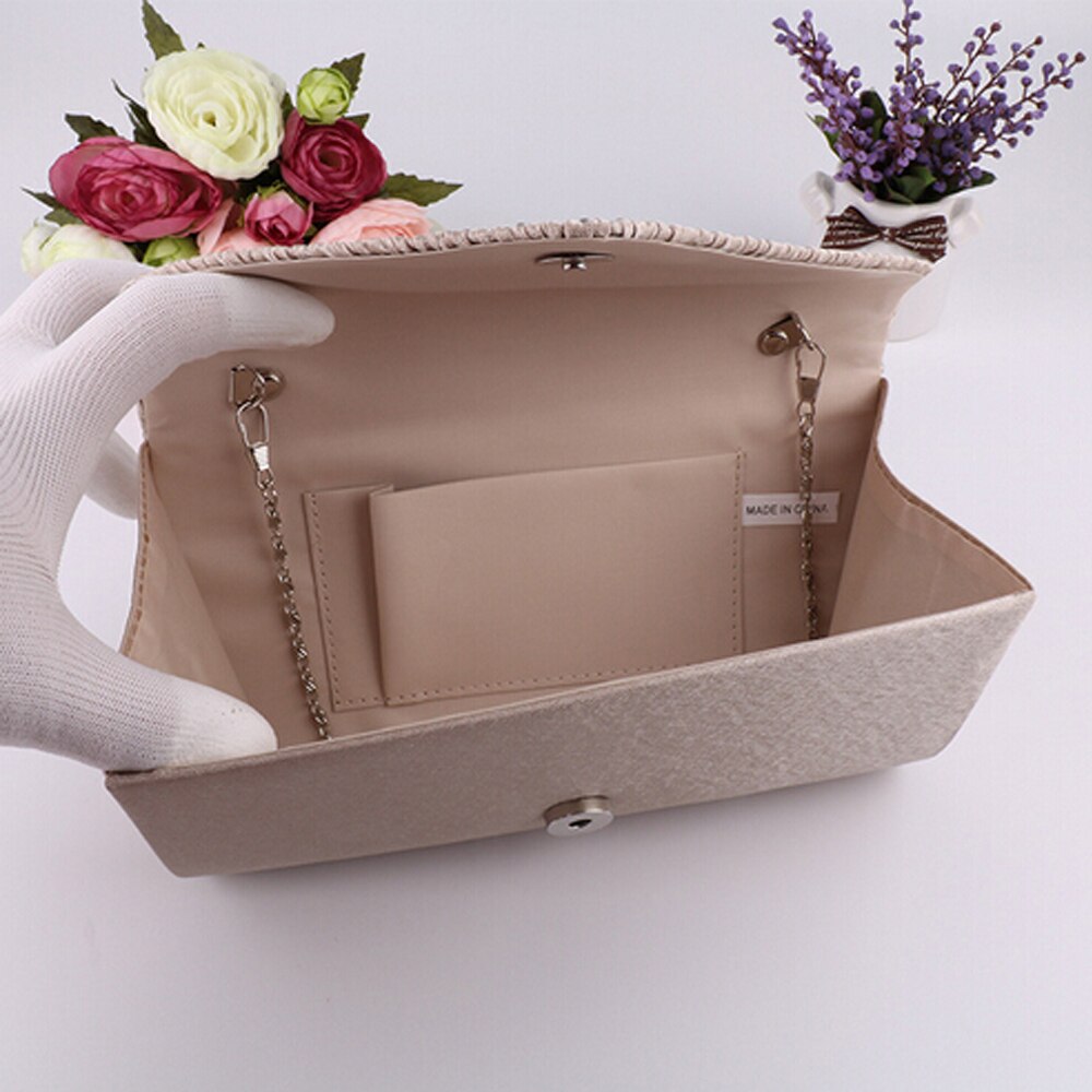 Lkblock Fashion Ladies Glitter Evening Satin Bridal Clutch Diamond Bag Womens Wedding Party Prom Envelope Handbag Party Banquet Bags