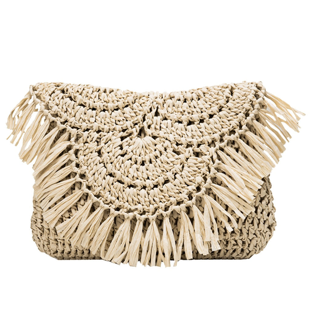 eybag Bohemian Hollow Tassel Rattan Women Shoulder Bags Wicker Woven Crossbody Bags Summer Beach Straw Bag Lady Clutches Female Purses