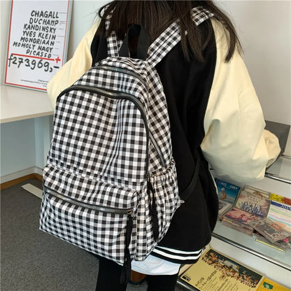 eybag School Backpacks Plaid Pattern Women's Backpack Fashion College Students School Bags for Girls Teenager Casual Female Schoolbag