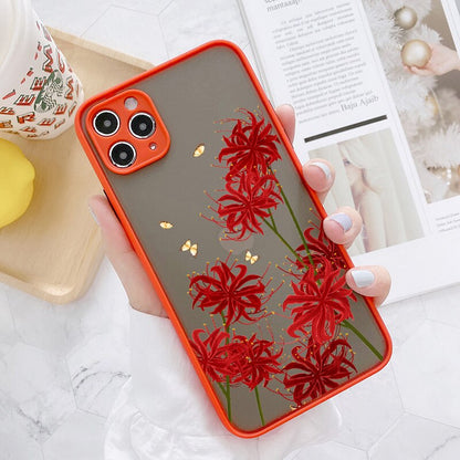 eybag Butterfly Lavender Higan Flower Phone Case For iphone 6s 7 8 plus SE 2 12 13 mini 11 pro max X XR XS Max Hard Shockproof Case