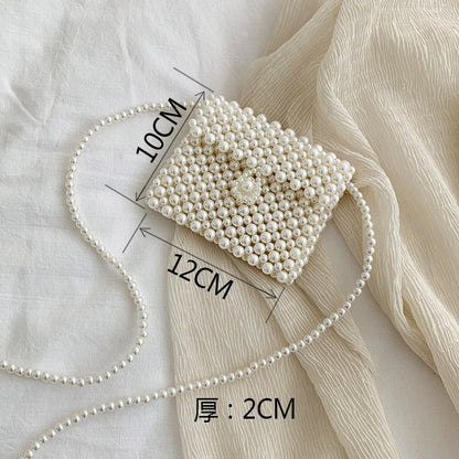 Lkblock Mini Pearl Bag Handmade Vintage EVA Beaded Fashion Banquet Party Shoulder Bag Female 2019 Wedding Bags Luxury Women's Coin Purse