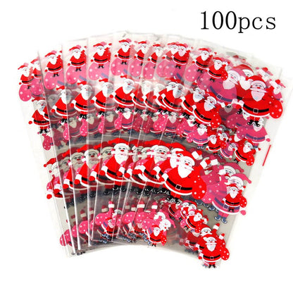 eybag 50/100pcs Plastic Bag DIY Candy Cone Birthday Party Decorations Kid Transprant Cookie Gift Bag Cellophane Packing Bags Christmas