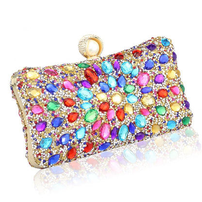 Lkblock New Shoudler Square Shape Women Evening Bag Diamond With Crystal Day Clutch Lady Wallet Party Banquet  Wedding Pouch Purse