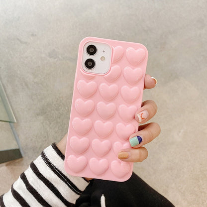 eybag 3D Love Heart Couples Phone Case For iPhone 11 Pro 12 Pro Max Mini XS Max XR X 7 8 Plus SE Candy Color Soft TPU Back Cover