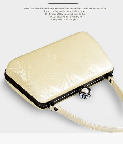 eybag PU Leather White Retro Handbag Women Evening Clutch Bag Wedding Party Purse Simple Banquet Chain Shoulder Bag