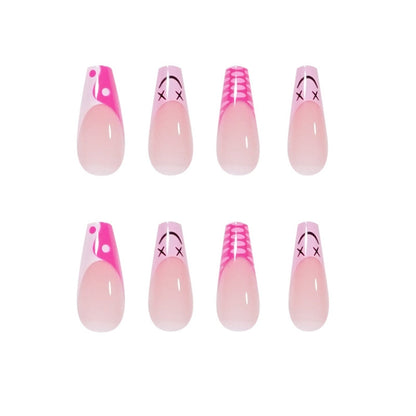 fall gel nails brown chrome nails dope nail designs trendy nails Pink Cow Design False Nail French Full Cover Long Coffin Fake Nails Glue DIY Manicure Nail Art Tools press on nails nail tips