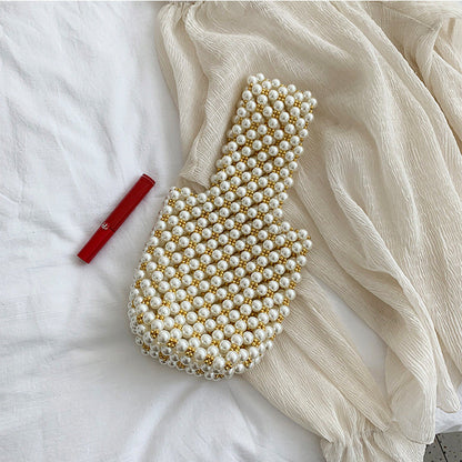 Lkblock Mini Pearl Bag Handmade Vintage EVA Beaded Fashion Banquet Party Shoulder Bag Female 2019 Wedding Bags Luxury Women's Coin Purse