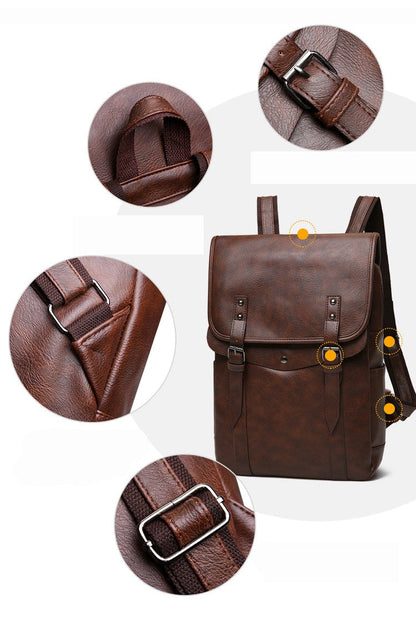 eybag Vintage Waterproof Backpack Men Luxury School Bags Leather Backpacks Travel Retro 15.6 Inch Laptop Bag For Men