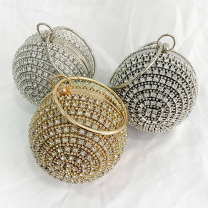 eybag Shiny Diamonds Beaded Metal Round ball Evening Bags Women's  Luxury Chain Shoulder bag Bling mini Clutches Party Purse B409