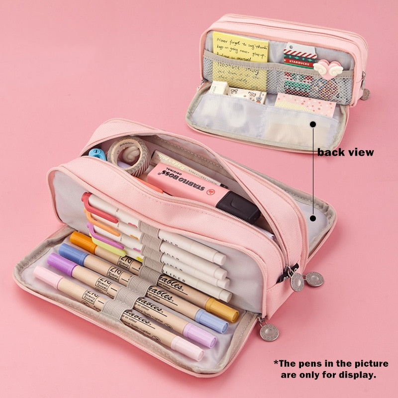 eybag Angoo Double Sided Pen Bag Pencil Case Special Macaron Color Dual Canvas Pocket Storage Bag Pouch Stationery School Travel A6899